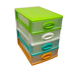 Комод МІНІ пластиковий 4-ярусний, КОЛЬОРОВИЙ МІКС, Од