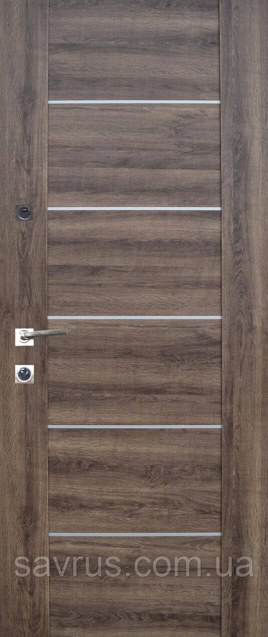 Двері Стандарт  97 мал. 125 А   дуб оріон   L (лиштва + ручка), фото 1