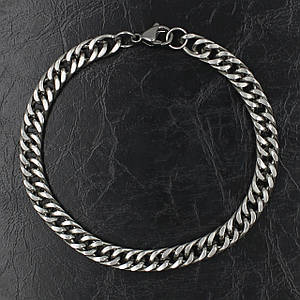 Браслет чоловічий лазерний Stainless Steel з медичної хірургічної сталі довжина 22 см ширина 6 мм срібло