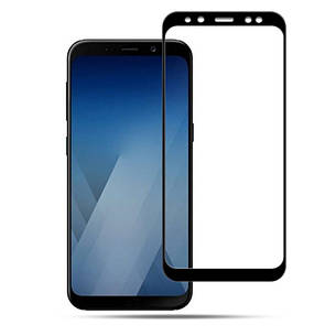 Захисне скло 9D для Samsung A8 2018 / A530 Black, фото 3