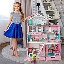 Ляльковий будиночок NestWood "Великий особняк для ляльок ЛОЛ" + Подарунок меблі 9 одиниць