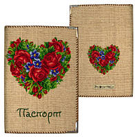 Обложка на паспорт ткань Цветочное сердце подарок