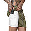 Спортивні шорти з кишенею для телефону, чоловічі шорти-тайтсы камуфляж з білими тайтсами розмір XXXL 25-0077, фото 8