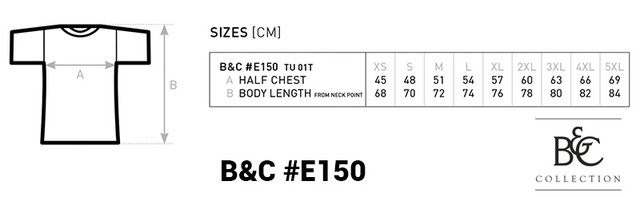 Таблица размеров футболок B&C