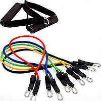 Еспандер Resistance Band багатофункціональний 5 джгутів ET-501 (5 есп, 2рукоят)