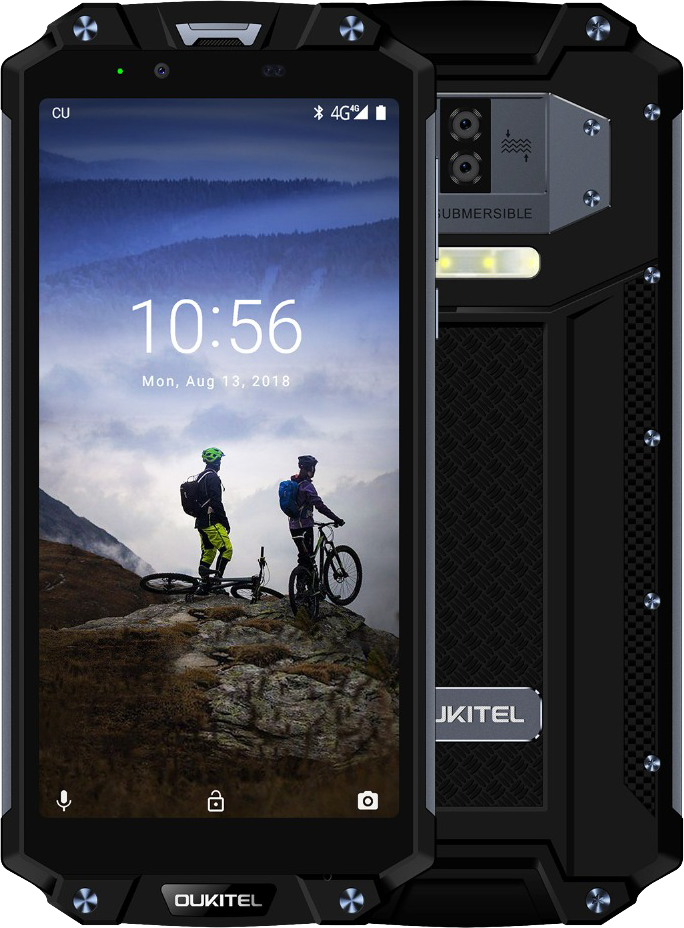 Oukitel WP2 4/64 Gb, 10 000 mAh, Android 8.0, 16+2 Mpx, 8 ядер, NFC, Потужний ліхтар з 4 діодів, Дисплей 6.0", фото 1