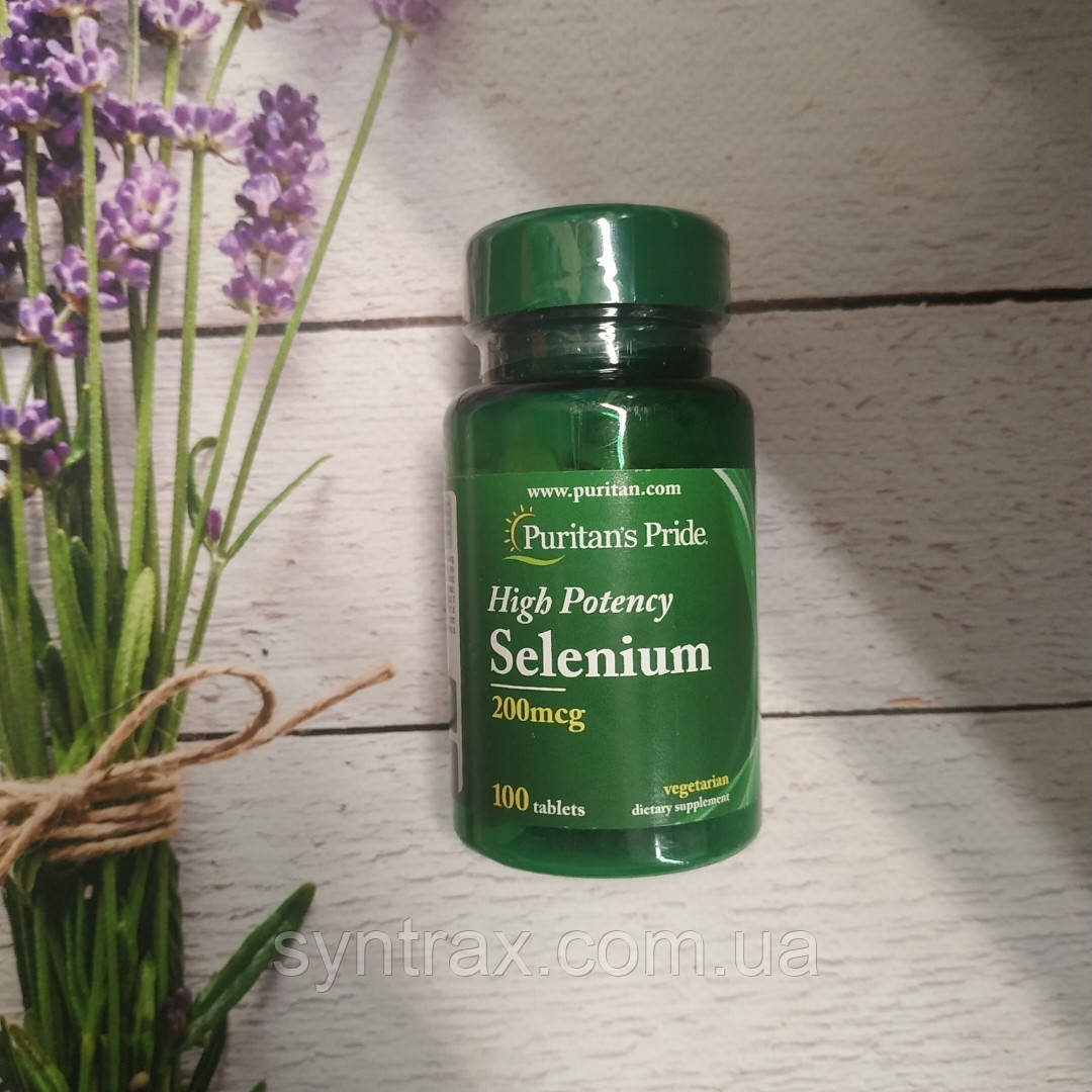 Puritan's Pride Selenium 100 tab 200 mcg, селен 100 таб 200 мкг