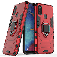 Чохол Ring case для Samsung Galaxy M21 (M215) броньований бампер з кільцем червоний