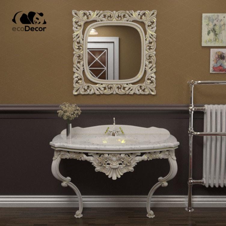 Зеркало в ванную белое с золотом Adana R3 - фото 2 - id-p811883743
