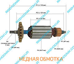 Якір на болгарку Einhell BWS-850/125 (НОВА СЕРІЯ Ф37)