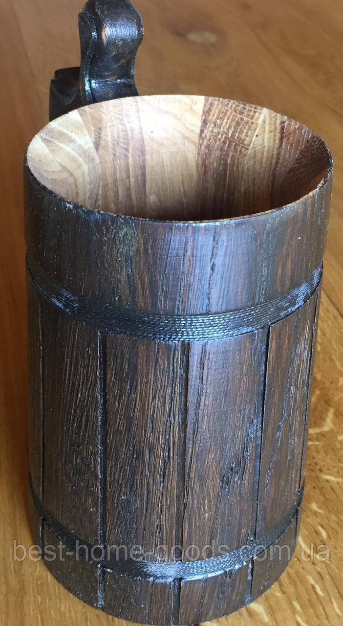 Деревянная пивная кружка ручной работы 0.5 л. - фото 5 - id-p1167046740