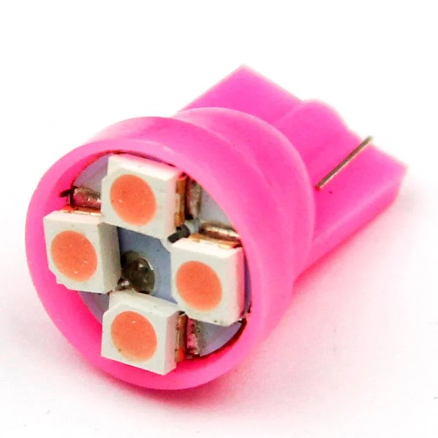 T10 4-SMD LED W5W лампочка автомобільна рожевий
