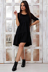 Плаття чорне вільного крою із завищеною талією та рукавом 3/4