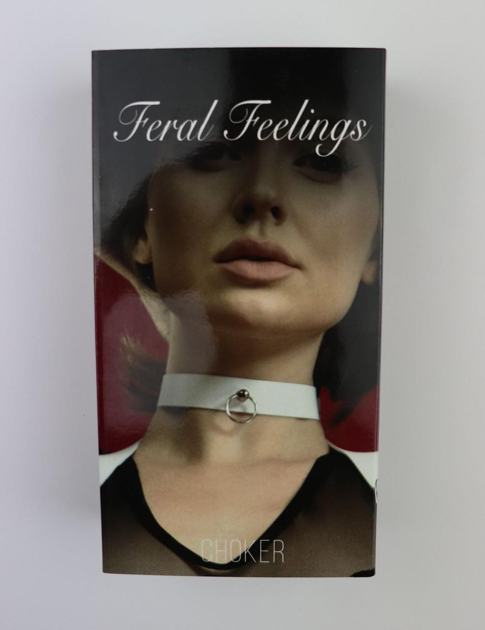 Білий чокер з кільцем БДСМ нашийники Секс шоп Feral Fillings - Choker білий
