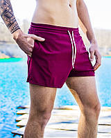Плавательные мужские шорты "Pool day" Победов бордового цвета