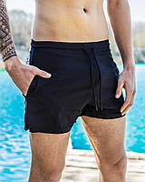 Мужские плавательные шорты "Pool day" из плащевки черные - S, M, L, XL, 2XL, 3XL
