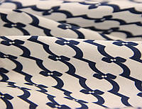 Сорочкова тканина італійська бавовняна з еластаном біла з синім візерунком G 216