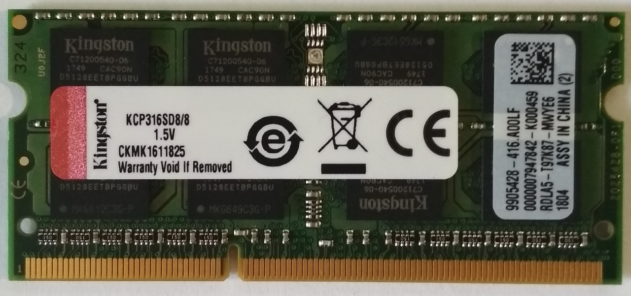 Для ноутбука 8GB DDR3 1600MHz Kingston PC3 12800S RAM Оперативна пам'ять