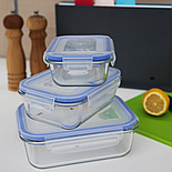 Набір скляних прямокутних контейнерів 3 в 1 Herisson (EZ-2501), фото 2