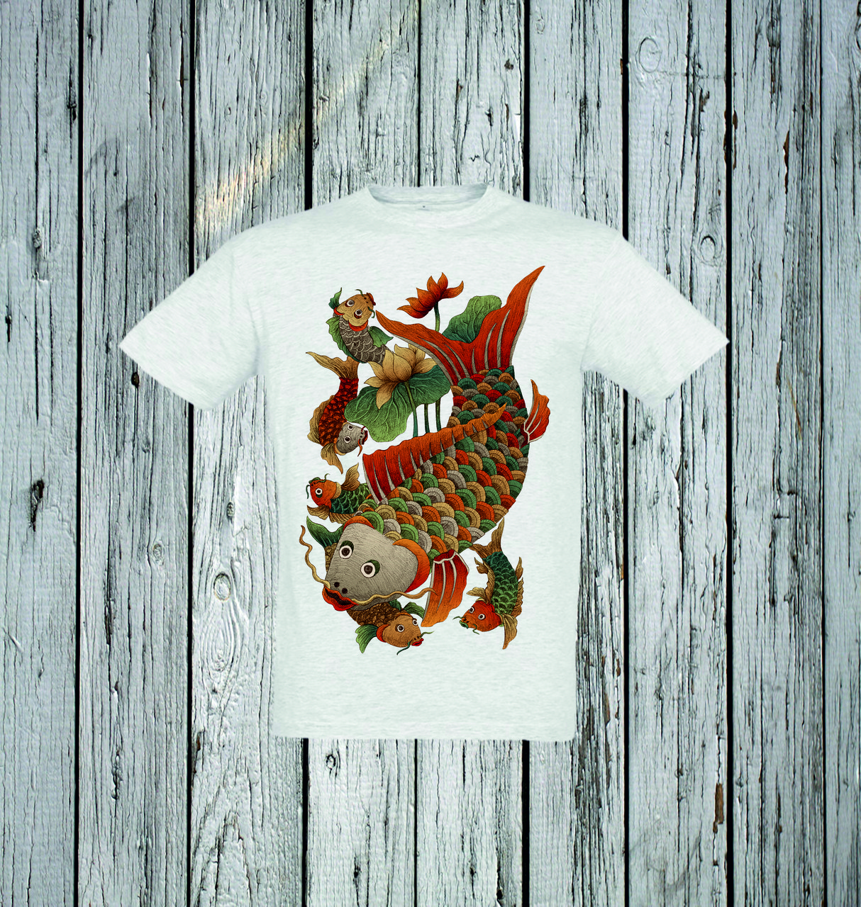 Футболка чоловіча з принтом Fish-with-lotus