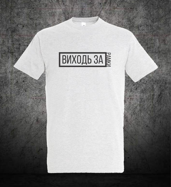 Футболка світло-сіра чоловіча з принтом Рамки, фото 1