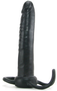Анальний дильдо із кільцем на пеніс (чорний), фото 1