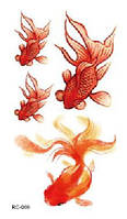 Водостойкие флеш тату с рыбками - Goldfish, 6х10 см