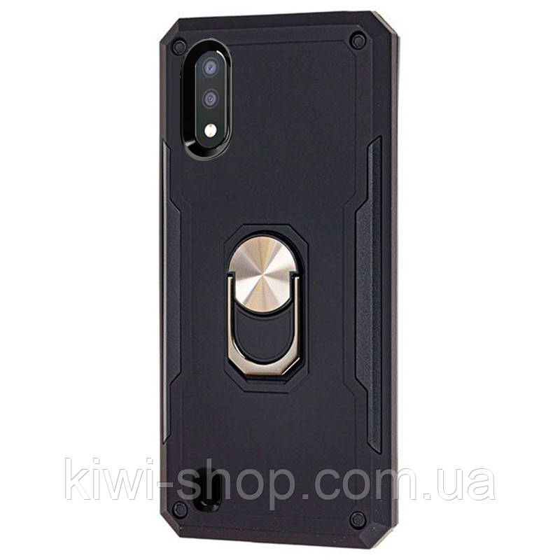 Протиударний чохол SG Ring для Samsung Galaxy A01 2020 A015 (бампер із магнітним тримачем і кільцем) чорний, фото 1