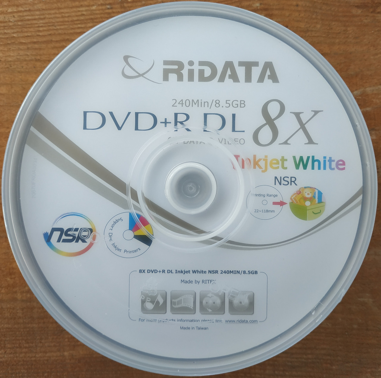 RIDATA DVD+R 8,5Gb 8x Cake 25 pcs DualLayer Printable