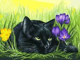 Картина за номерами Білосніжка «Кіт і крокуси»т113-AS