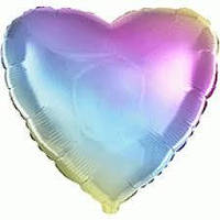 Шар фольгированный сердце градиент радуга 45 см,Flexmetal Испания