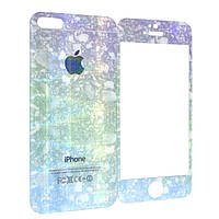 Защитное стекло DK-Case для Apple iPhone 5 / 5S / SE  жемчужный ручей back/face (blue/green/violet)