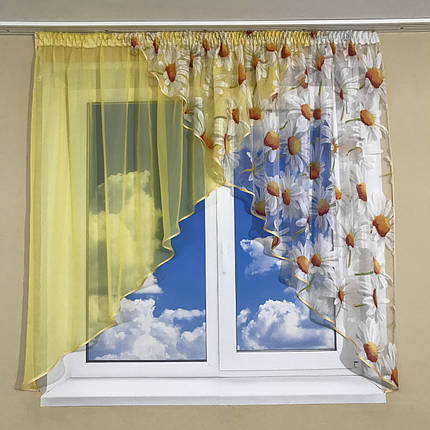 Кухонні фіранки на маленьке вікно №418 жовта, фото 2