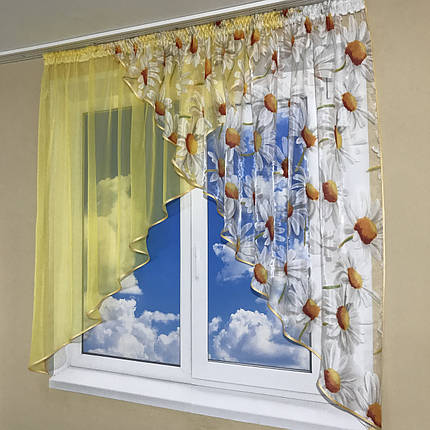 Кухонні фіранки на маленьке вікно №418 жовта, фото 3