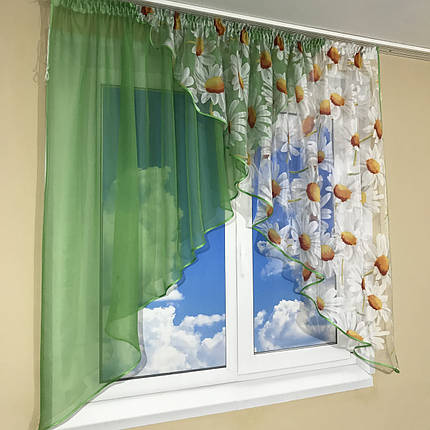 Кухонні фіранки на маленьке вікно №418 зелена, фото 2