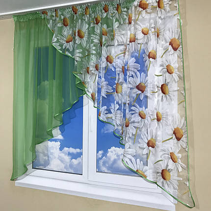 Кухонні фіранки на маленьке вікно №418 зелена, фото 3