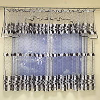 Набір ламбрекен і тюль в кімнату зал спальню, фіранки на вікна в спальню кухню Шоколадна (KU-140-4-14), фото 10
