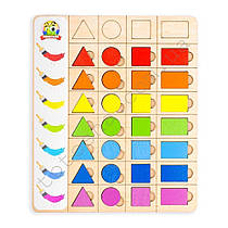 Дерев'яний планшет сортер / рамка-вкладиш Геометричні фігури №1 Познавалка 4202100 Poznavalka