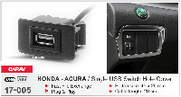USB-роз'єм у штатну заглушку HONDA-ACURA (select models)/Single USB Switch Hole Cover(1 порт), CARAV 17-005