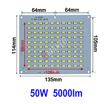 Світлодіод 50 ват 6000K під драйвер 30-36V Led 100шт. SMD LED 50w 32V 135х114мм.