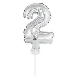 Кулька Цифра в торт "2" (13 см) якісний матеріал, колір - срібло