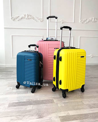 Пластиковий чемодан на 4-х колесах якісний блакитний валізу / Пластикова валіза голуба, фото 2