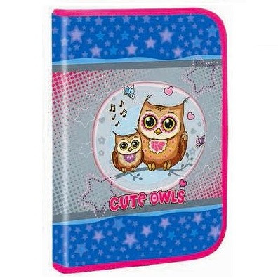 Папка дитяча А4 на змійці "Cute Owls" 7381, блакитна, фото 1