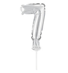 Кулька Цифра в торт "7" (13 см) якісний матеріал, колір - срібло