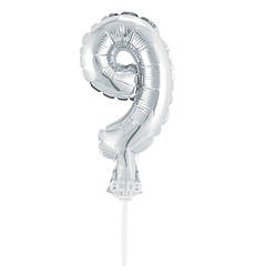 Кулька Цифра в торт "9" (13 см) якісний матеріал, колір - срібло