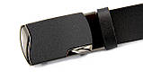 Шкіряний ремінь на пряжці самоскид чорний, фото 3