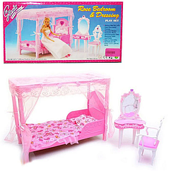 Лялькова меблі Gloria Глорія 2614 Спальня - ліжко з балдахіном, трюмо