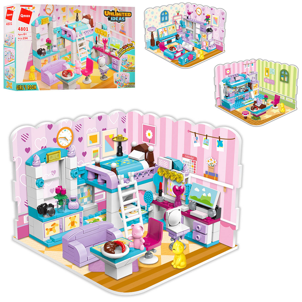 Конструктор Qman "Unlimited Ideas": 3в1 Кімната для дівчинки, 194 деталі 4801, фото 1