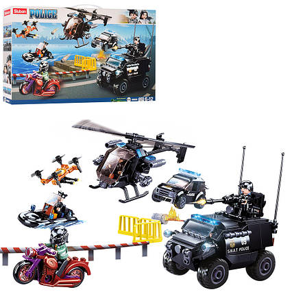 Конструктор SLUBAN поліція, транспорт, фігурки, 469 деталей M38-B0809
