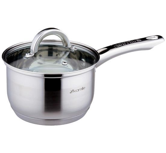 Ківш Kamille 1,5л greenpharm зі скляною кришкою, фото 1